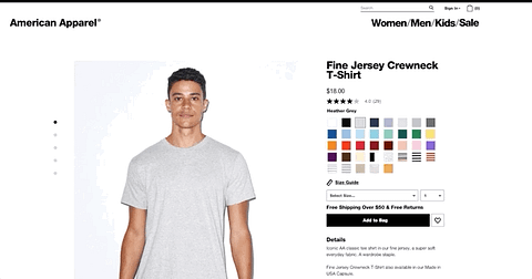 american apparel product page